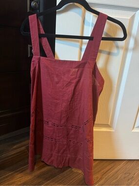 Free People Wine Red Tank Top with Crochet Accents